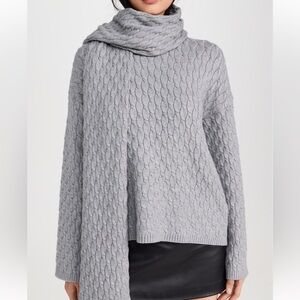 Anthropologie 4TH + Reckless Oversized Gray Cable  Gabriel Sweater (no scarf),Sm